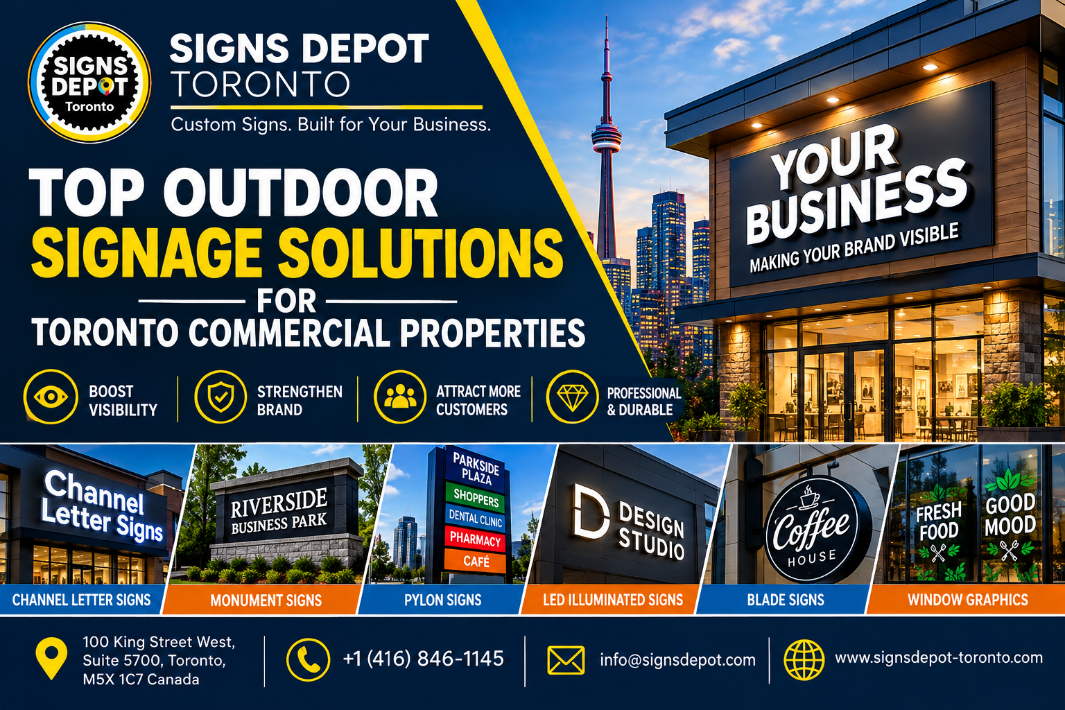 Top Outdoor Signage Solutions for Toronto Commercial Properties